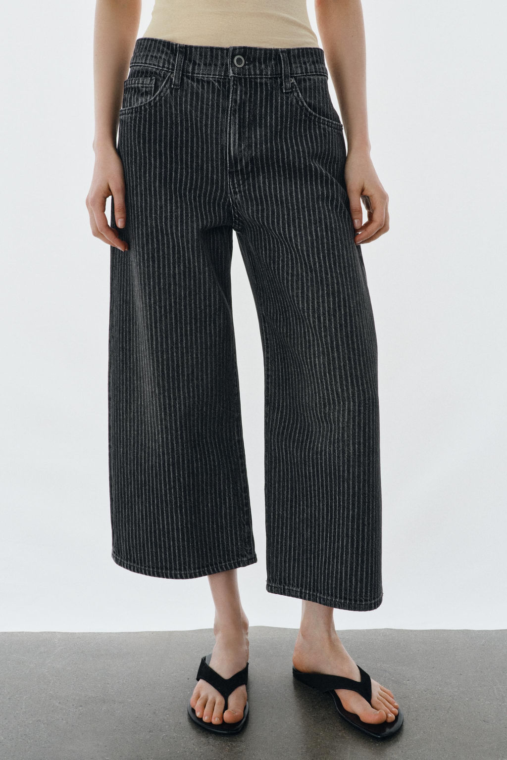 JEANS ZW COLLECTION CULOTTE TIRO MEDIO RAYAS / Negro - Zara фото 10