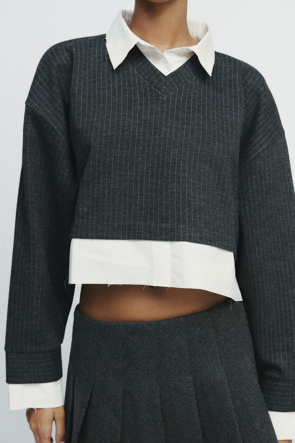 CONTRAST POPLIN SWEATSHIRT - Zara фото 2