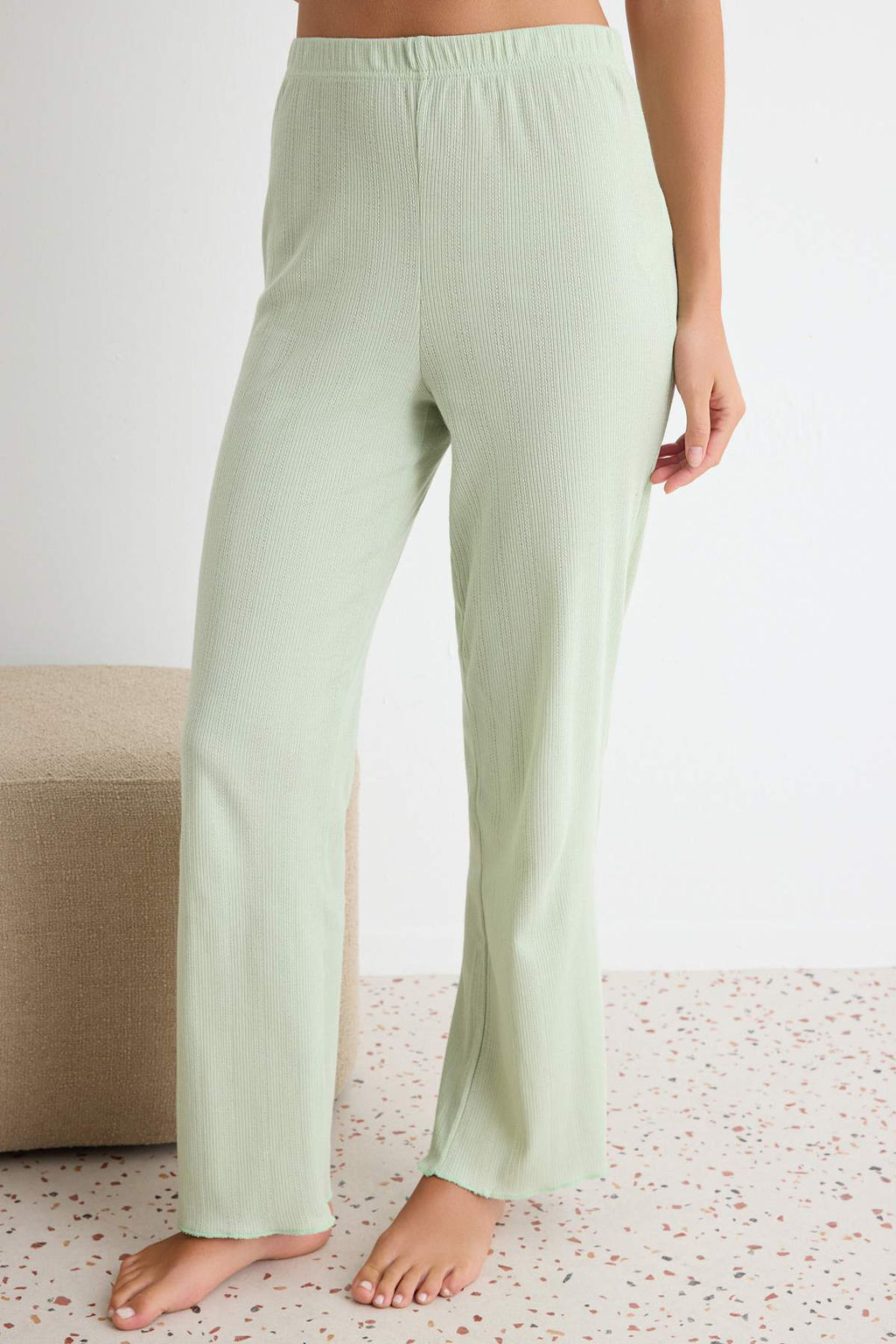 Mint %100 Pamuklu Kalpli Dantelli Pointel/Fitilli _rme Pijama Tak_m_ THMAW27PT00032