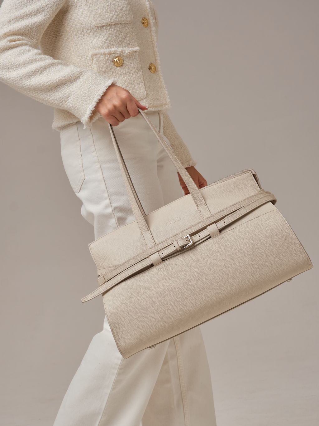 Кожаная сумка Rumi DBR 31152 светлый крем  фото 4