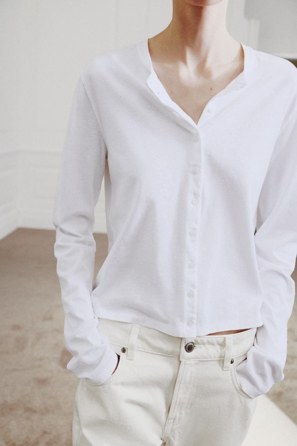 100% COTTON BUTTON-UP T-SHIRT - Zara фото 11