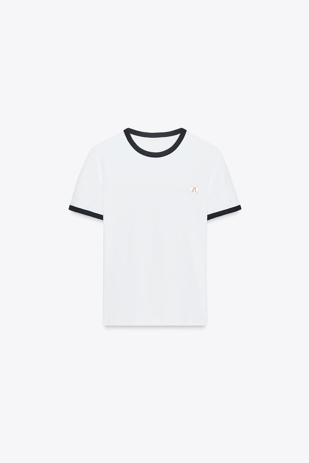 ZARA T-SHIRT WITH TRIM AND BROOCH  фото 5