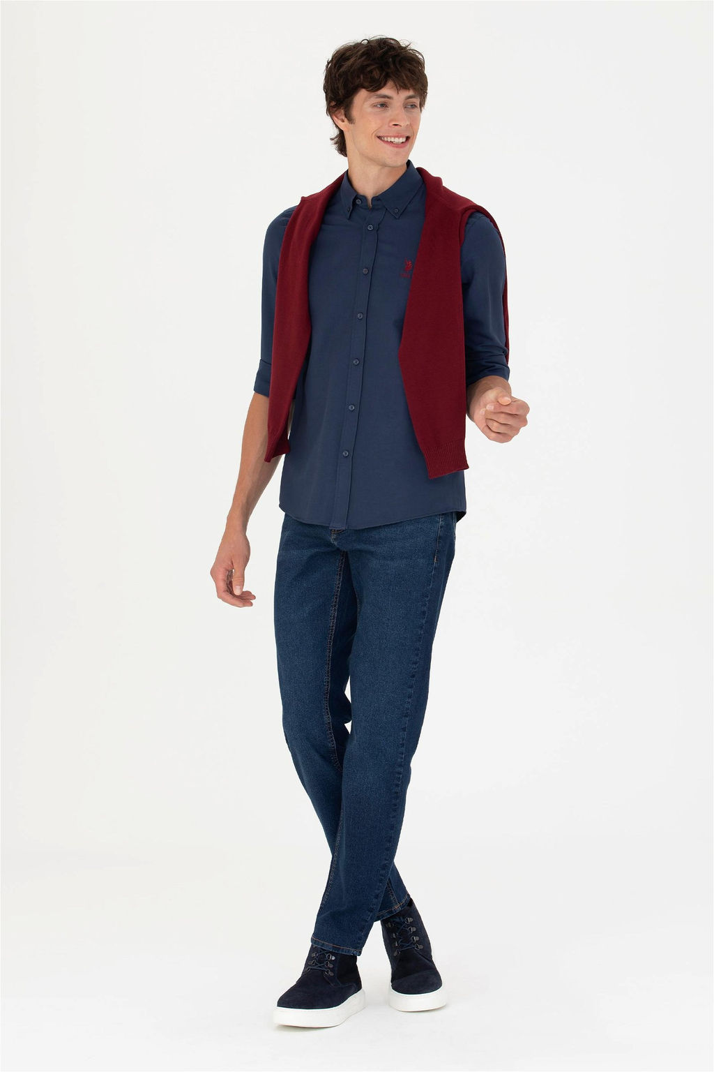 Мужская темно-синяя базовая рубашка с длинным рукавом Неожиданная скидка в корзине - U.s. polo assn фото 4