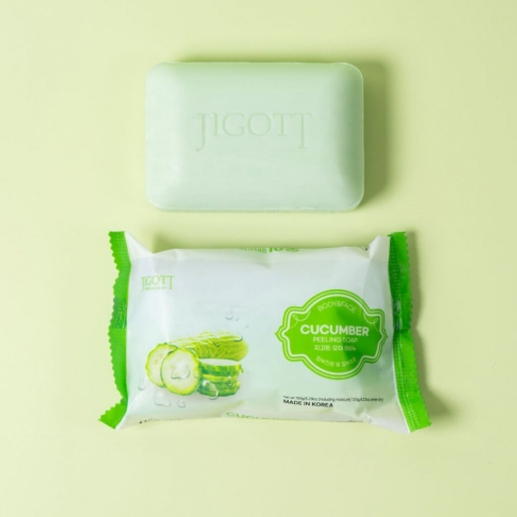 Jigott Мыло-скраб для лица и тела с экстрактом огурца / Cucumber Scrub Soap, 150 г