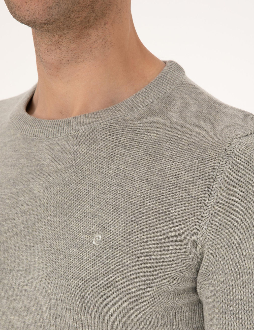 A__k Gri Melanj Slim Fit Bisiklet Yaka Basic Triko Kazak - Pierre cardin фото 7