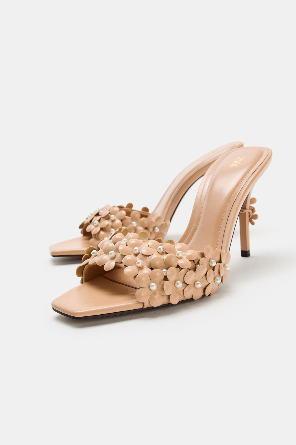 SANDALIA TAC?N APLIQUES FLORES / Beige - Zara фото 2
