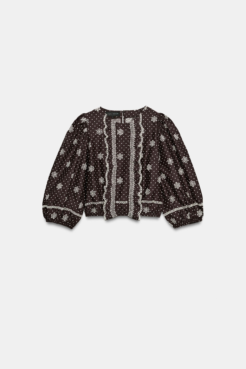 BLUSA LUNARES BORDADOS PERFORADOS / Marr?n - Zara фото 6