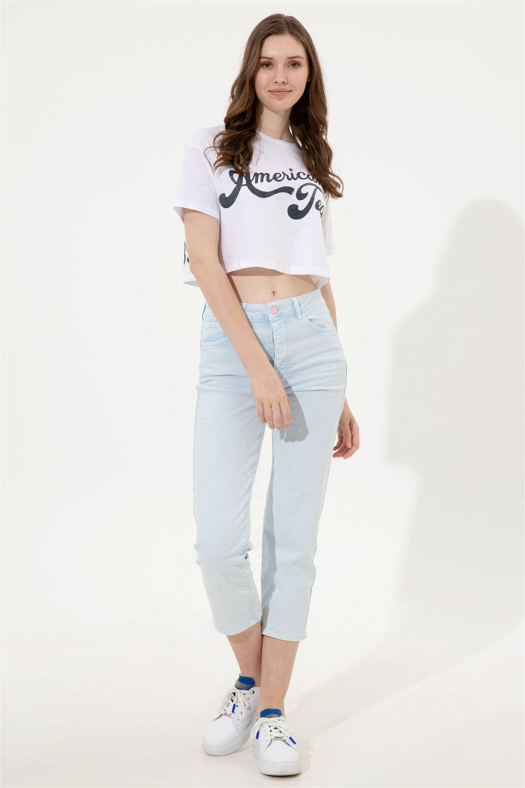 U. S. Polo Assn Женская белая укороченная футболка с круглым вырезом - U.s. polo assn фото 10