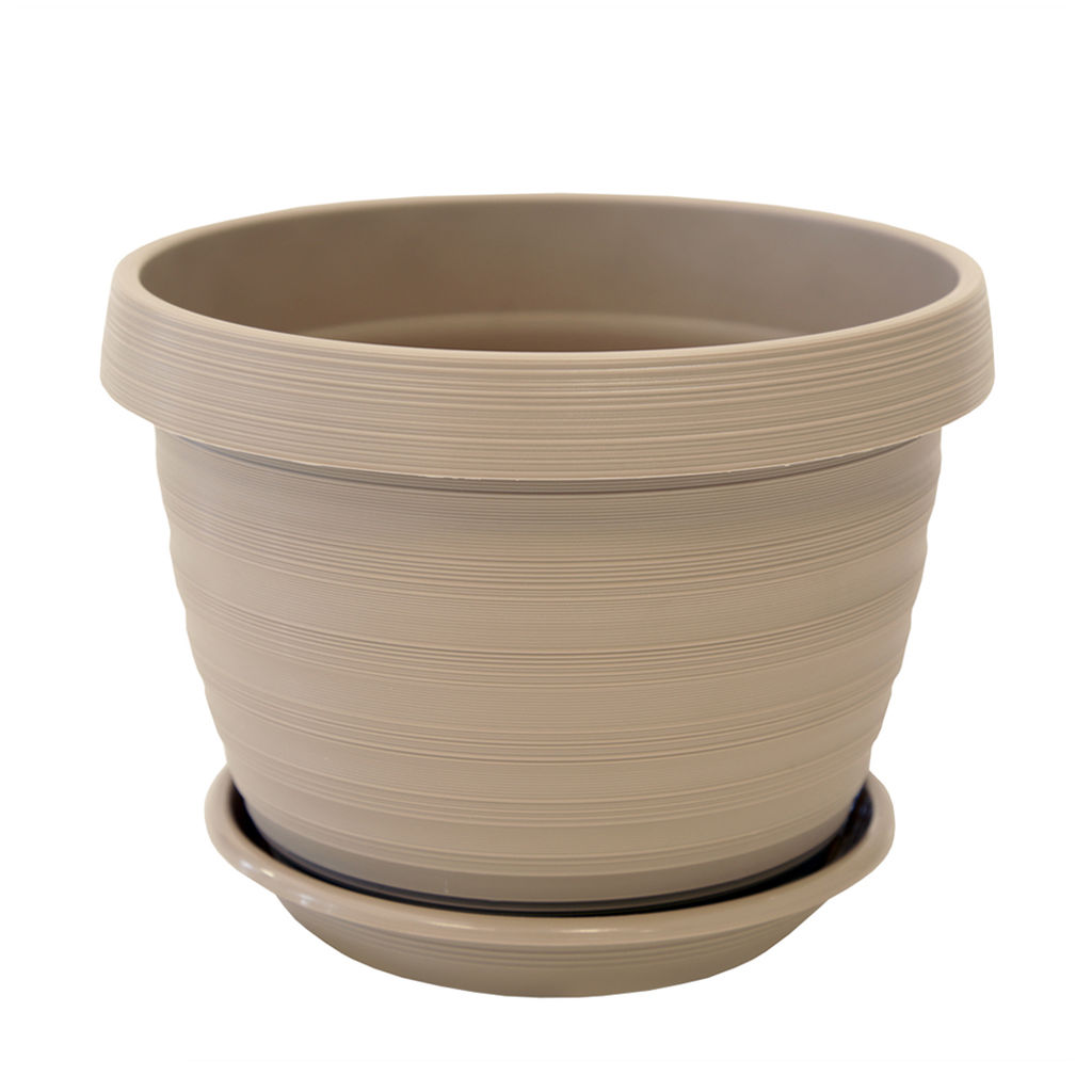 Пластиковый горшок Толедо, D 20, фраппе с поддоном - Вещицы фото 2