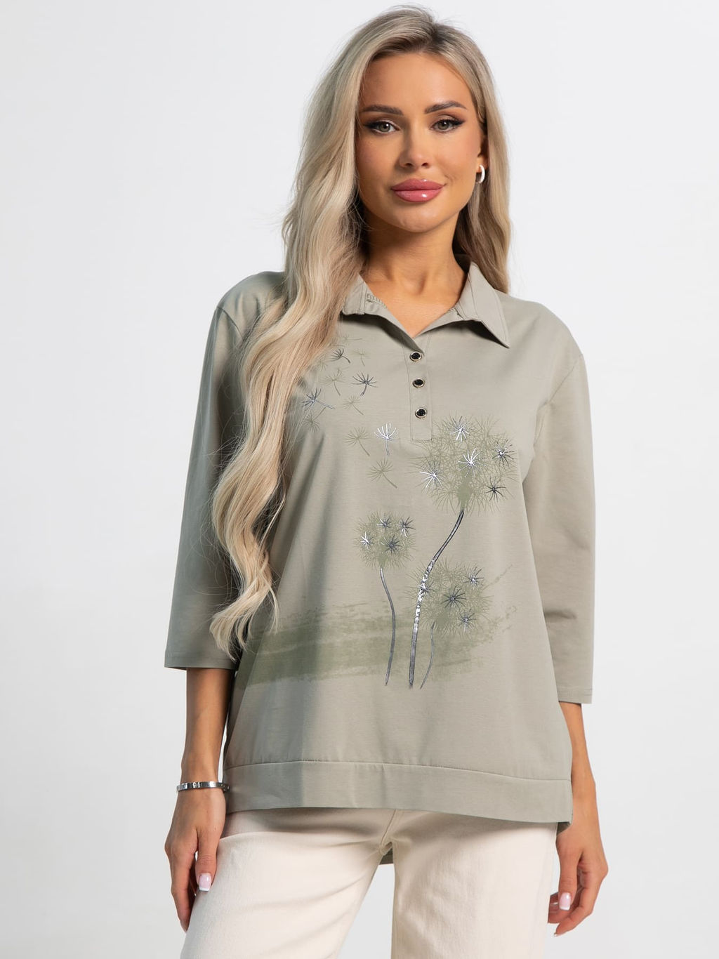 Блуза Сны луговых эльфов (оливковая) Б15309-18М