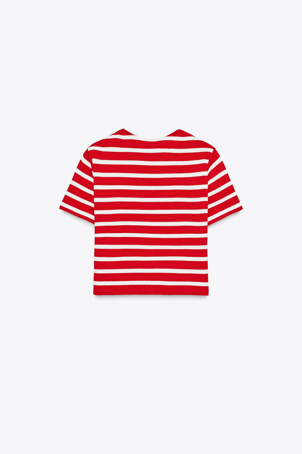 STRIPED KNIT SHORT SLEEVE TOP - Zara фото 5