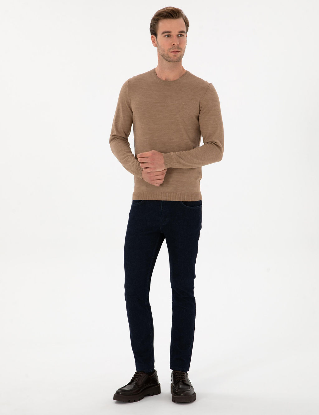 Lacivert Slim Fit Pamuk Kar___ml_ Jean Pantolon