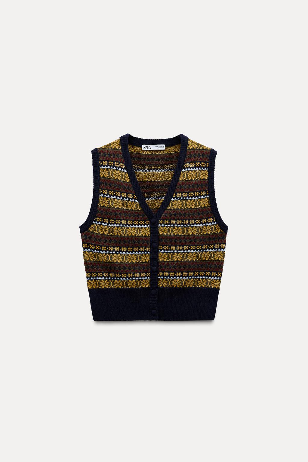 JACQUARD KNIT WAISTCOAT - Zara фото 6