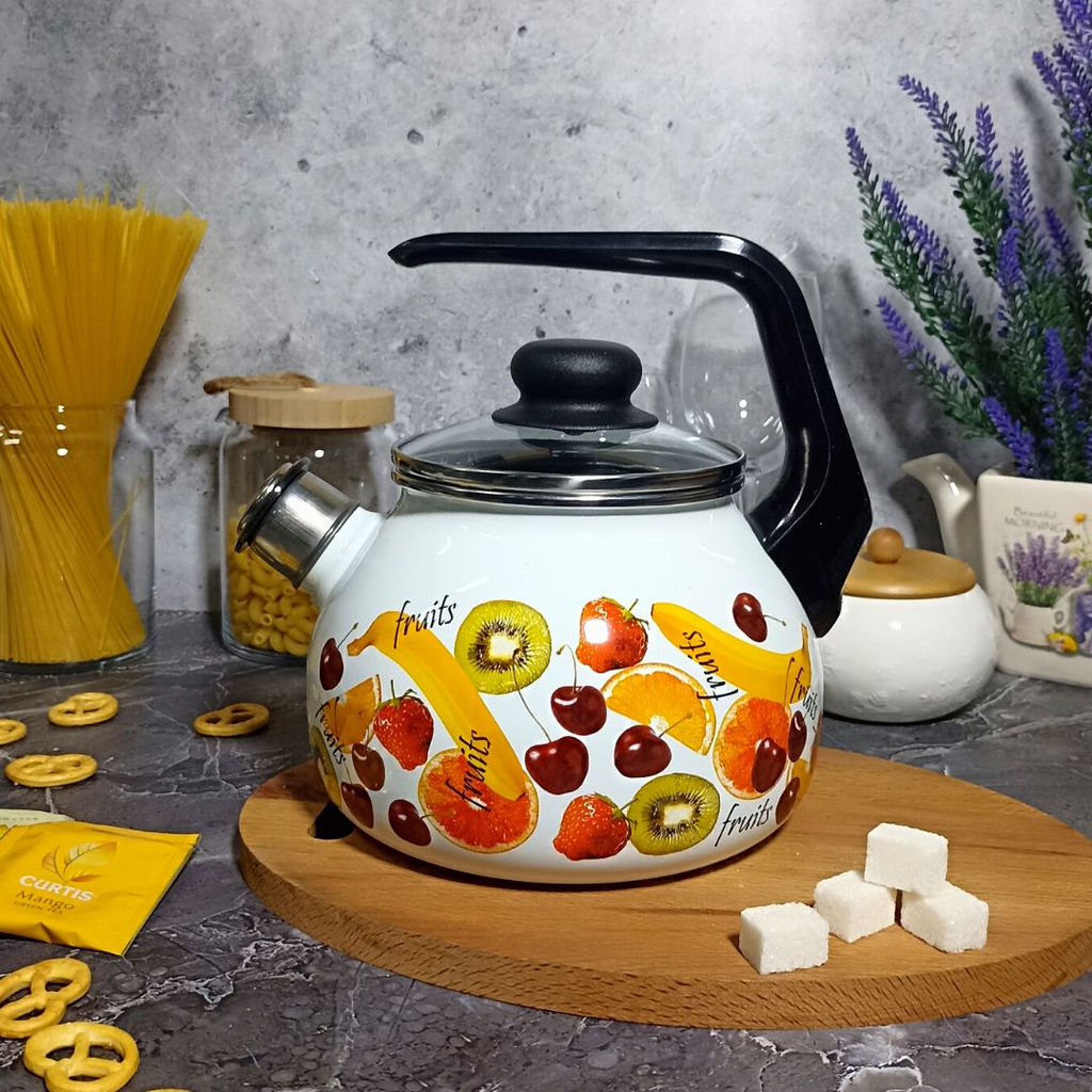 Чайник для плиты 2,0л 1RA12 белосн. со св. Fruits