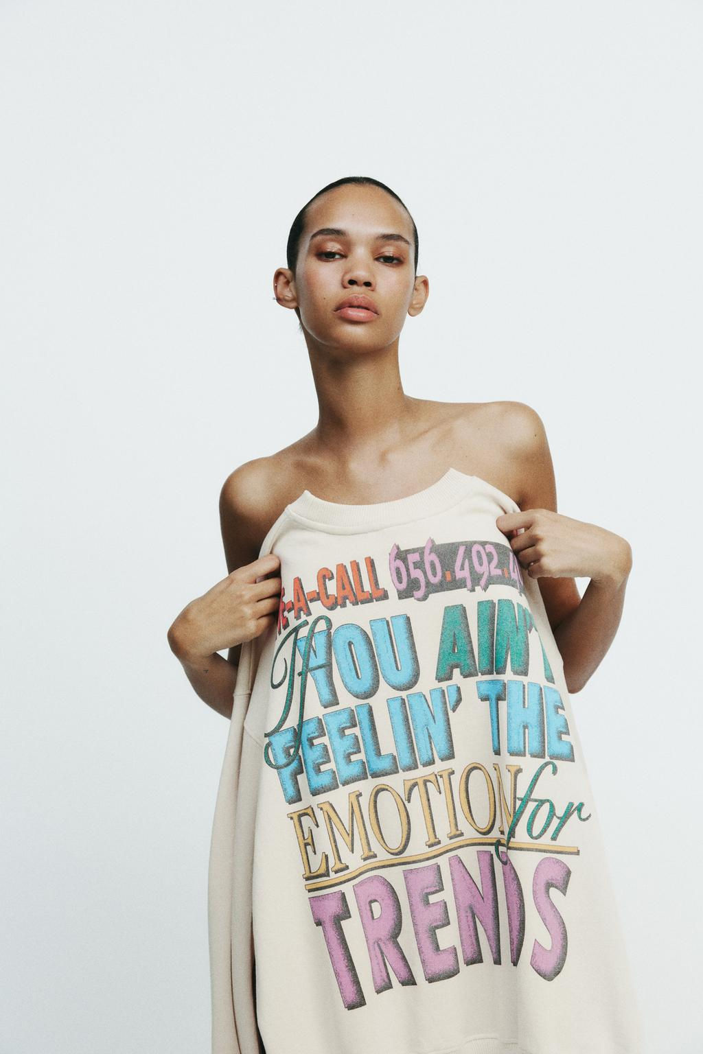 FADED SLOGAN SWEATSHIRT - Zara фото 2
