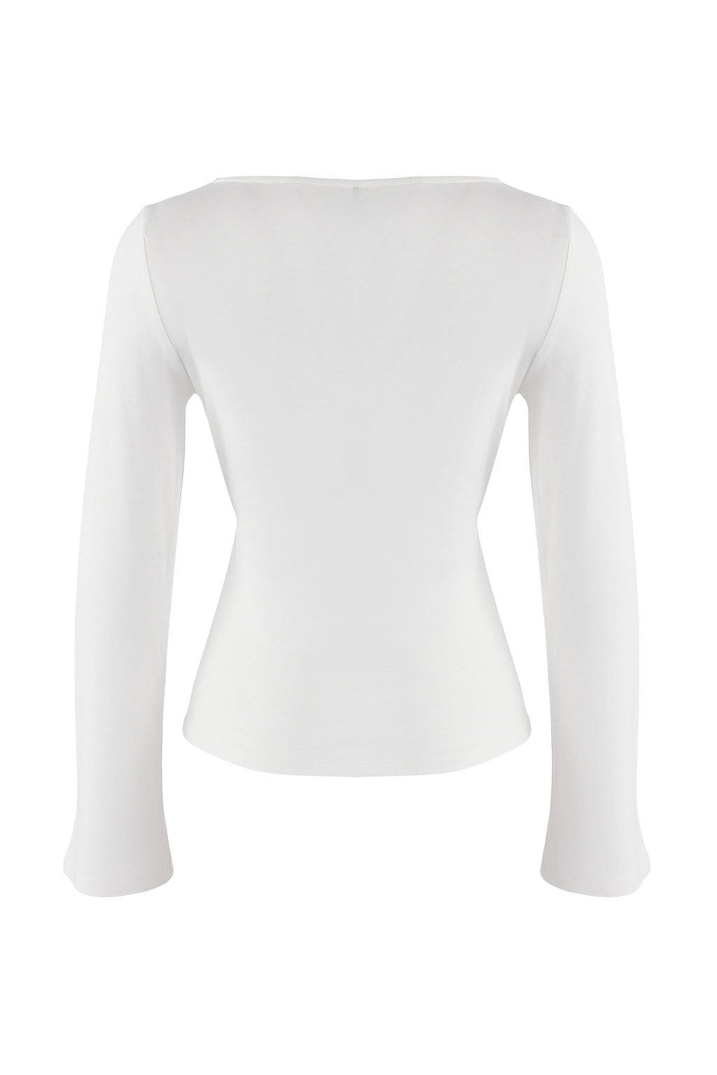 Ekru Fitted/Vucuda Oturan Kay?k Yaka Aksesuar Detayl? Yumusak Orme Bluz TWOSS26BZ00221