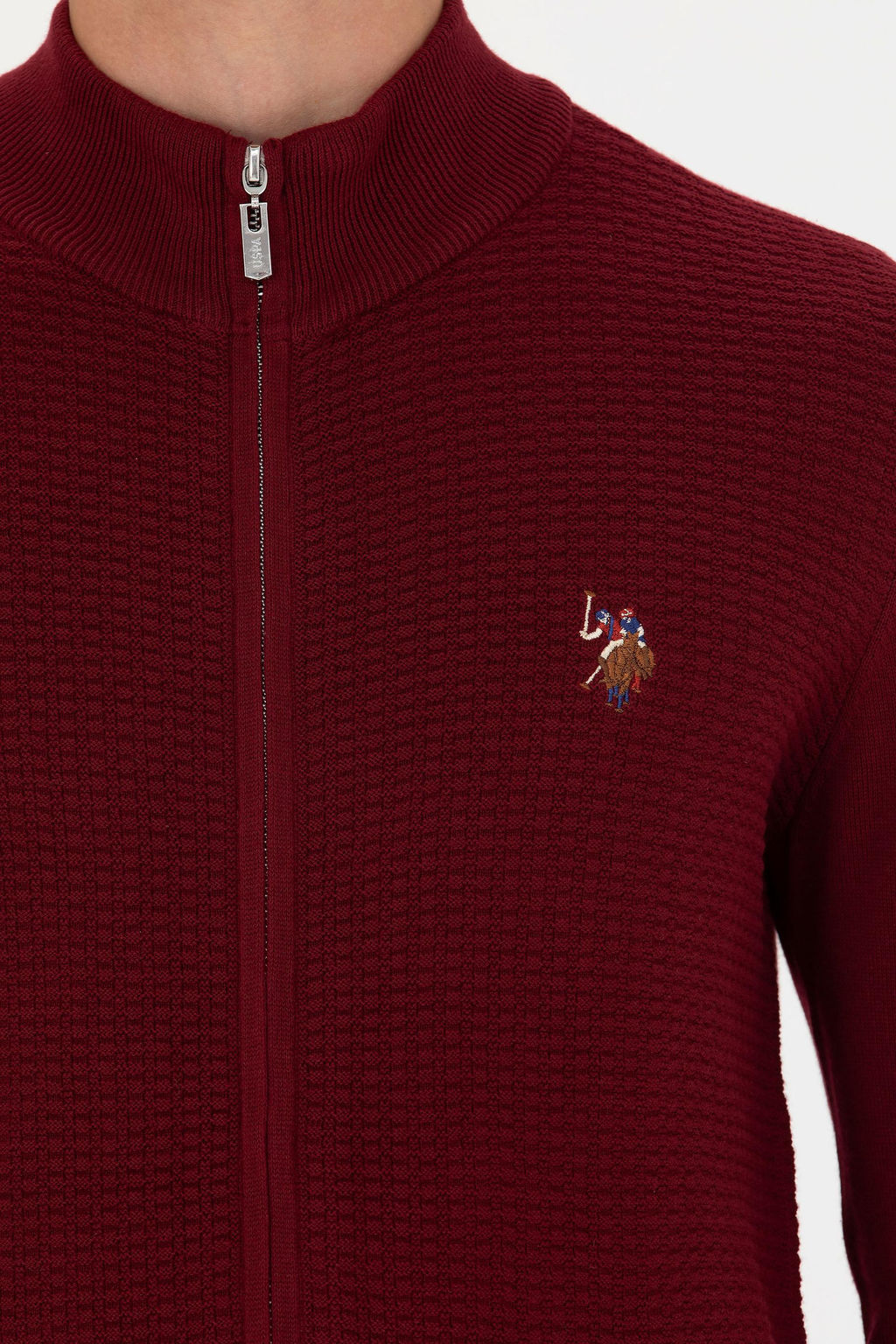 U. S. Polo Assn / Мужской бордовый базовый трикотажный кардиган - U.s. polo assn фото 21