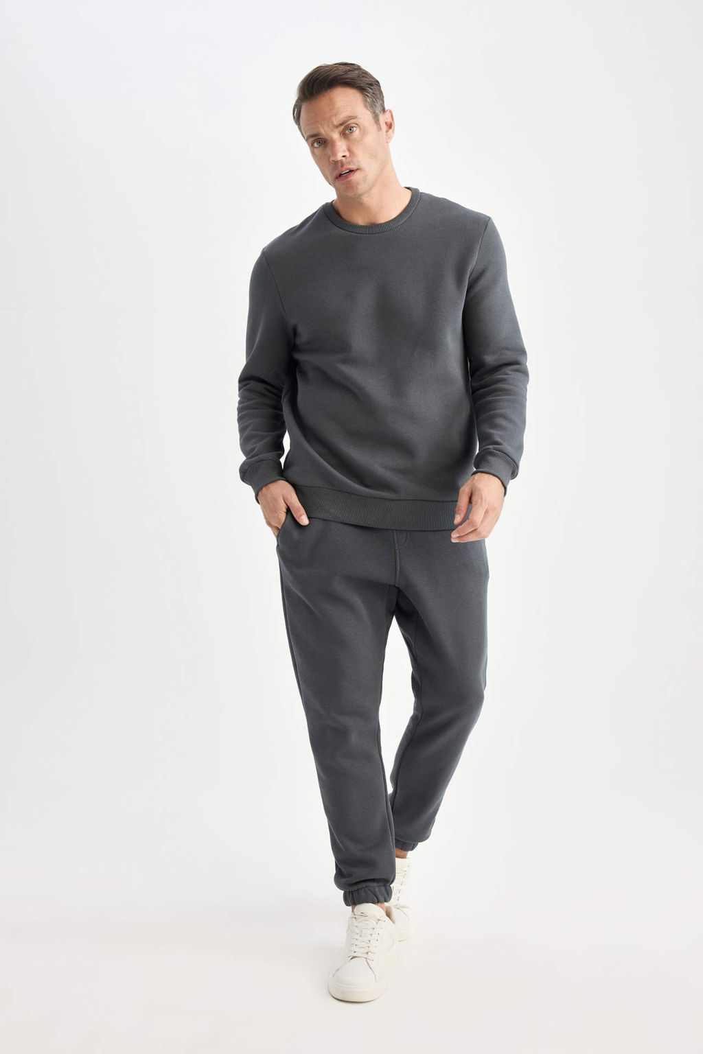 Relax Fit Kal?n Jogger Esofman Alt? Basic Duz Beli Bagc?kl? Lastikli Paca Cepli - Defacto фото 3