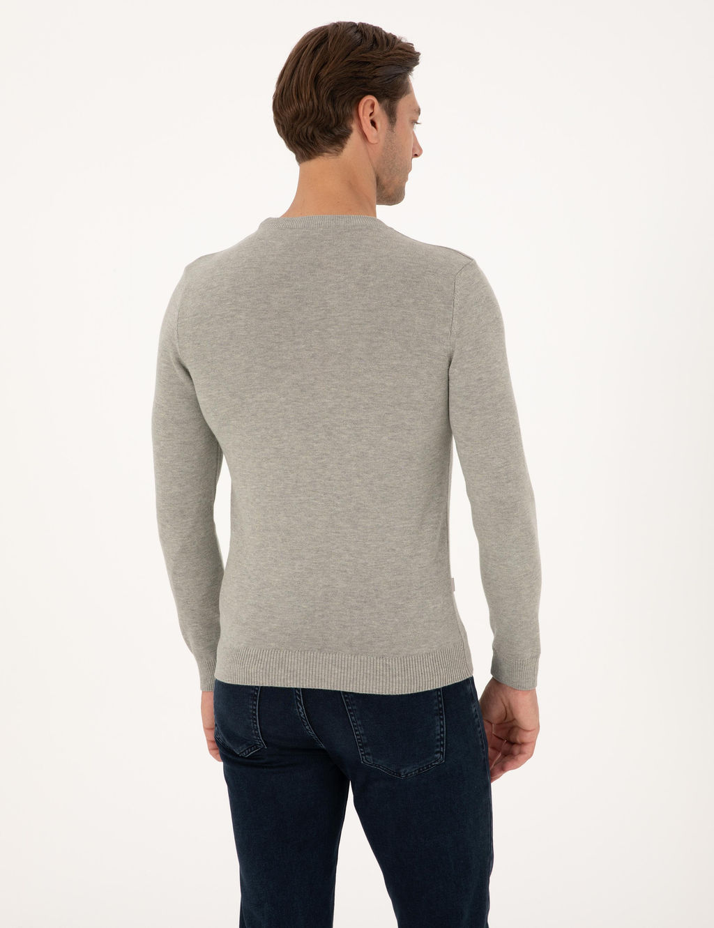 A__k Gri Melanj Slim Fit Bisiklet Yaka Basic Triko Kazak - Pierre cardin фото 5