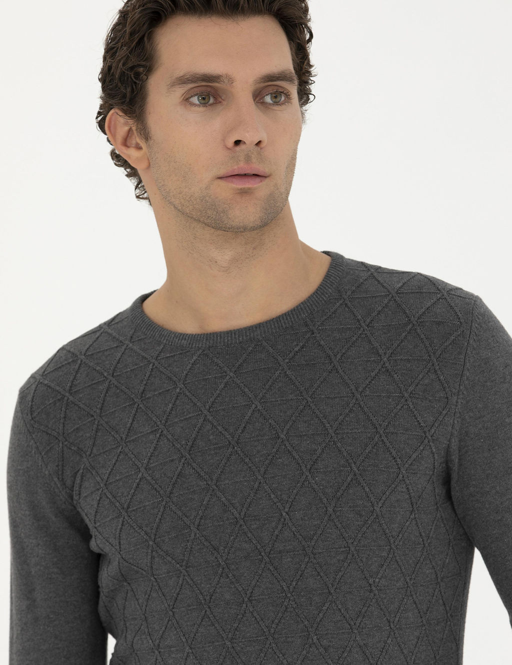 Серый меланжевый приталенный трикотаж с круглым вырезом - Cacharel фото 2