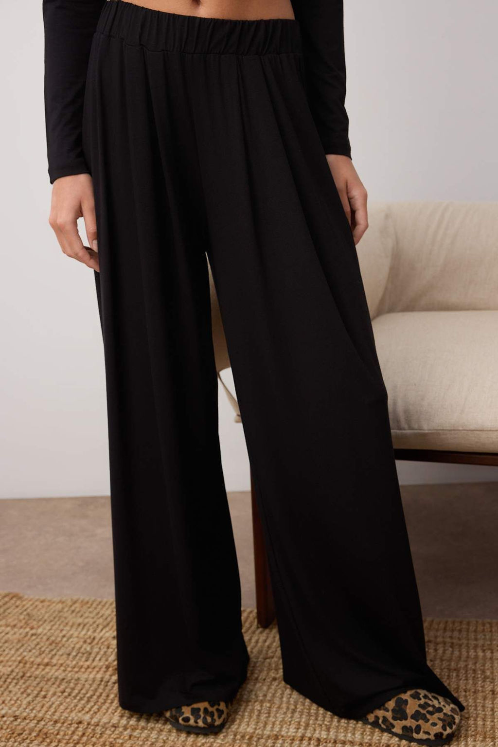 Trendyolmilla Siyah Viskon Orme Pijama Tak?m? TWOAW21AU0034 фото 9