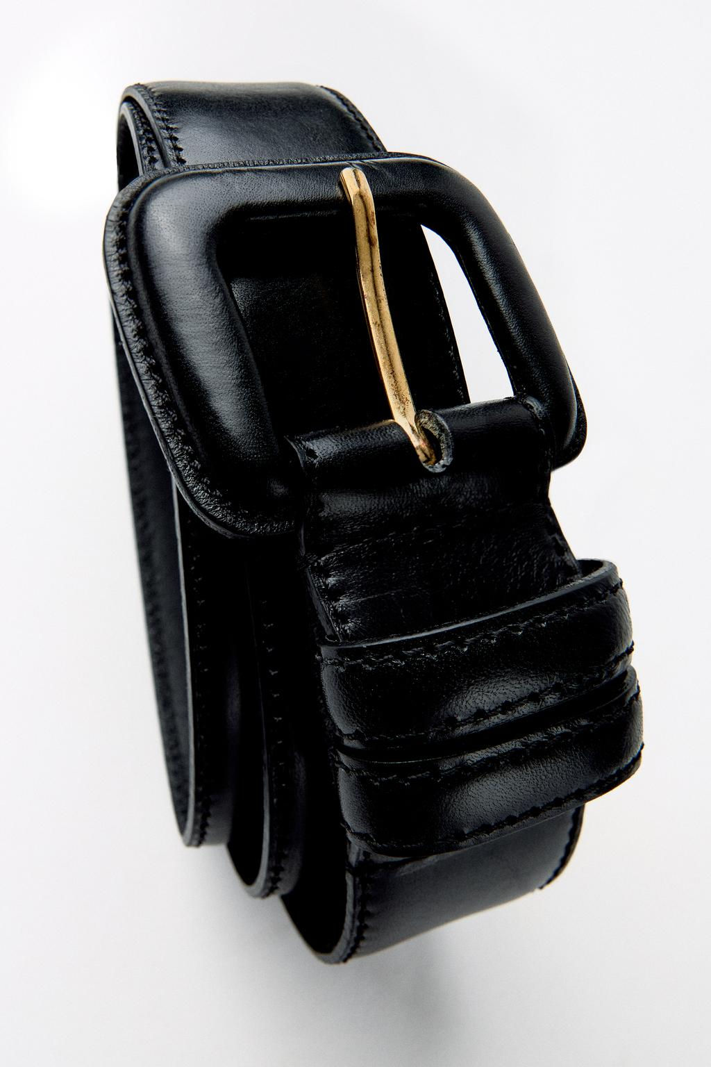 LEATHER BELT WITH SQUARE BUCKLE - Zara фото 11