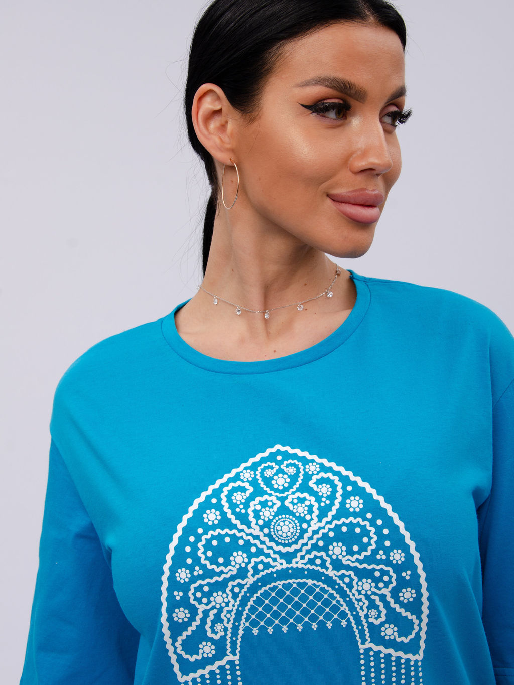 Сорочка "Царевна 4" синяя, трикотаж