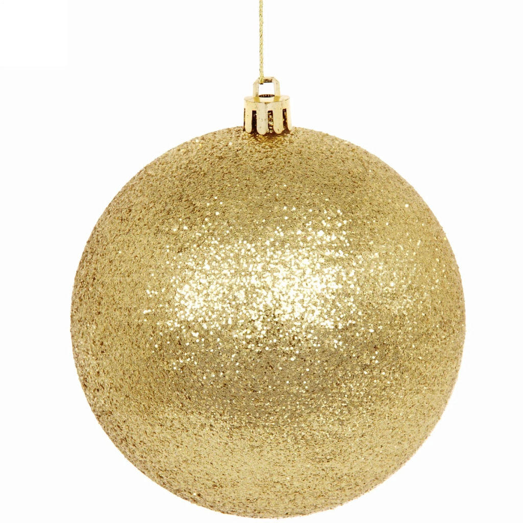 Цена за 2шт. Новогодние шары 10 см (набор 2 шт) "Глиттер", золото