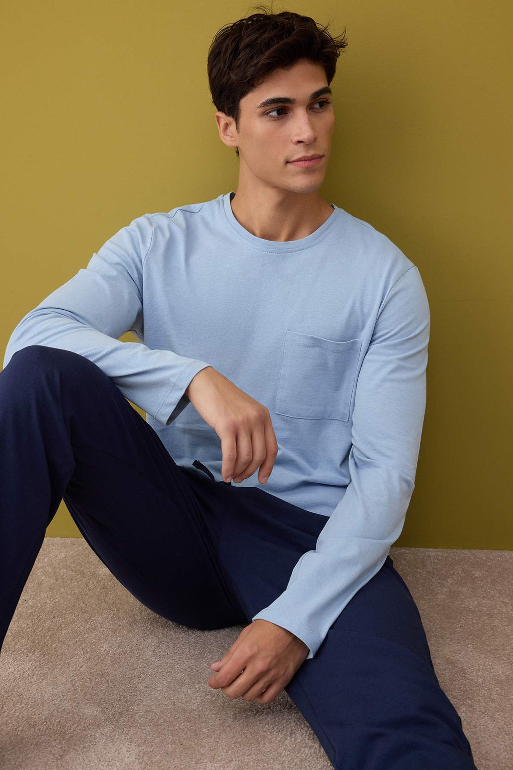 Indigo - Lacivert Regular Fit %100 Pamuk Orme Pijama Tak?m? TMNAW26PT00005 - Trendyolmilla фото 2