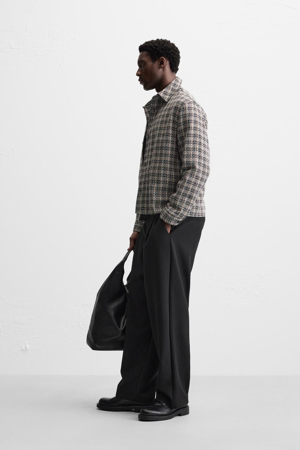 TEXTURED CHECK OVERSHIRT - Zara фото 4