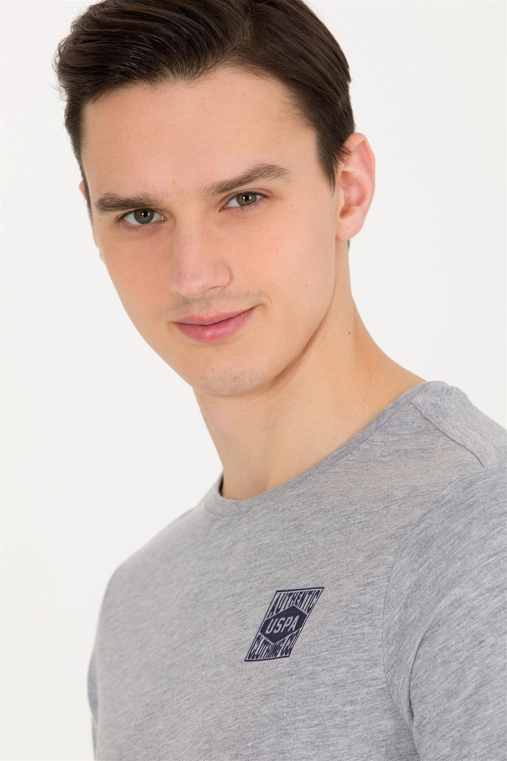 U. S. Polo Assn Мужская серая меланжевая футболка с круглым вырезом - U.s. polo assn фото 9
