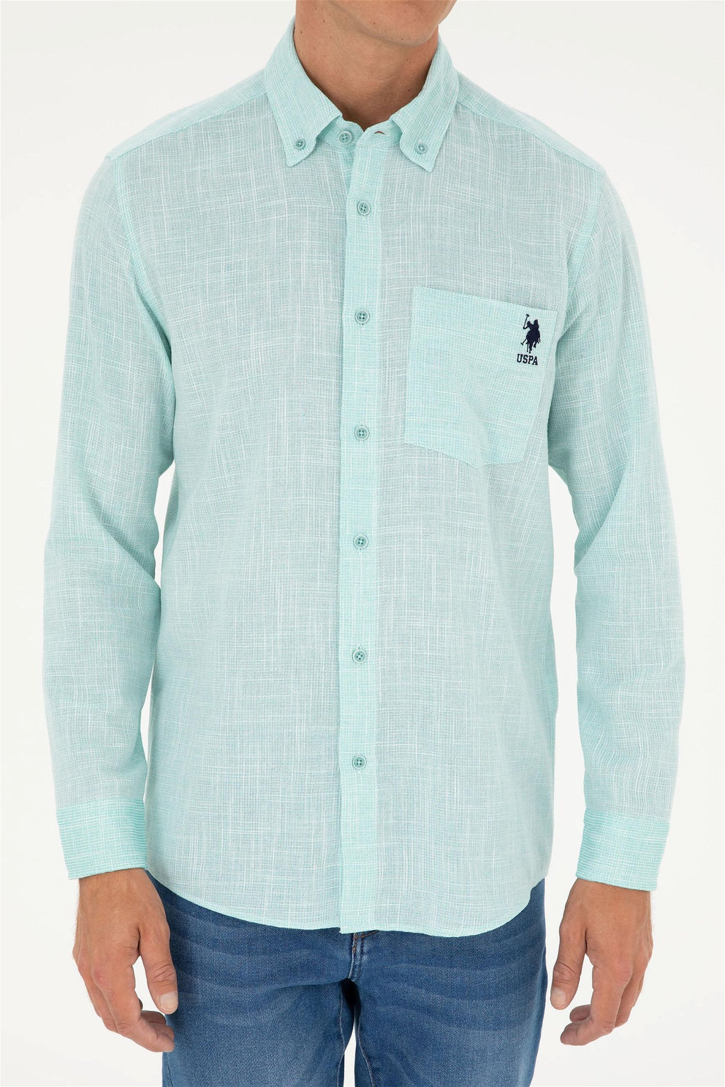 U. S. Polo Assn / Мужская мятная рубашка с длинным рукавом - U.s. polo assn фото 6