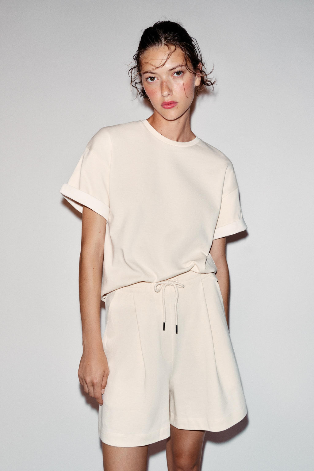 CAMISETA HEAVY COTTON MANGA CORTA / Crudo - Zara фото 2