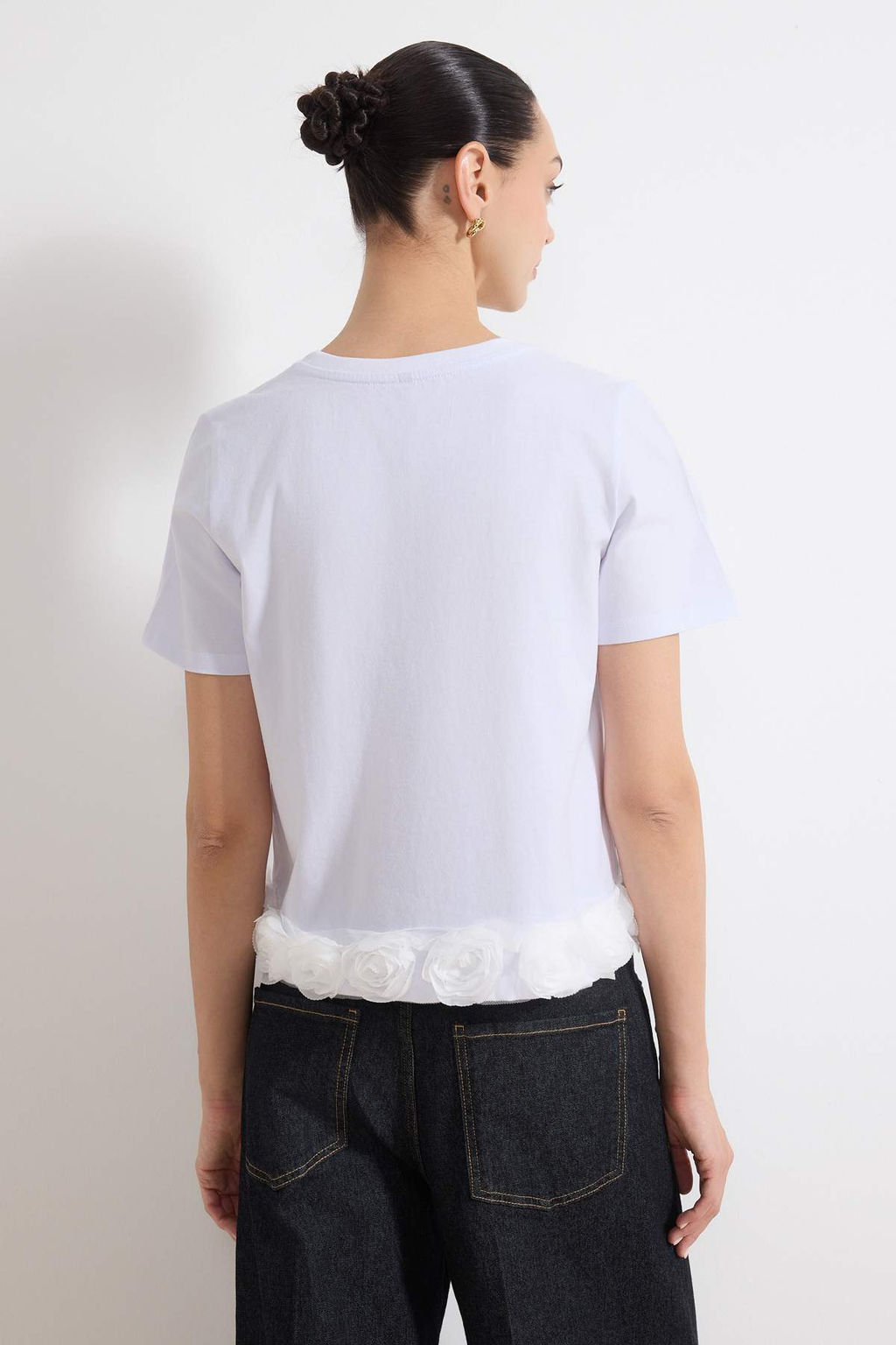 Ekru Regular/Normal Kal?p K?sa Kollu Aksesuar Detayl? Tok %100 Pamuk Orme T-shirt TWOSS26TS00054 - Trendyolmilla фото 4