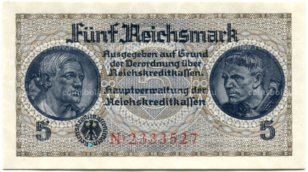 5 рейхсмарок 1940 года Германия (Для оккупированных территорий)