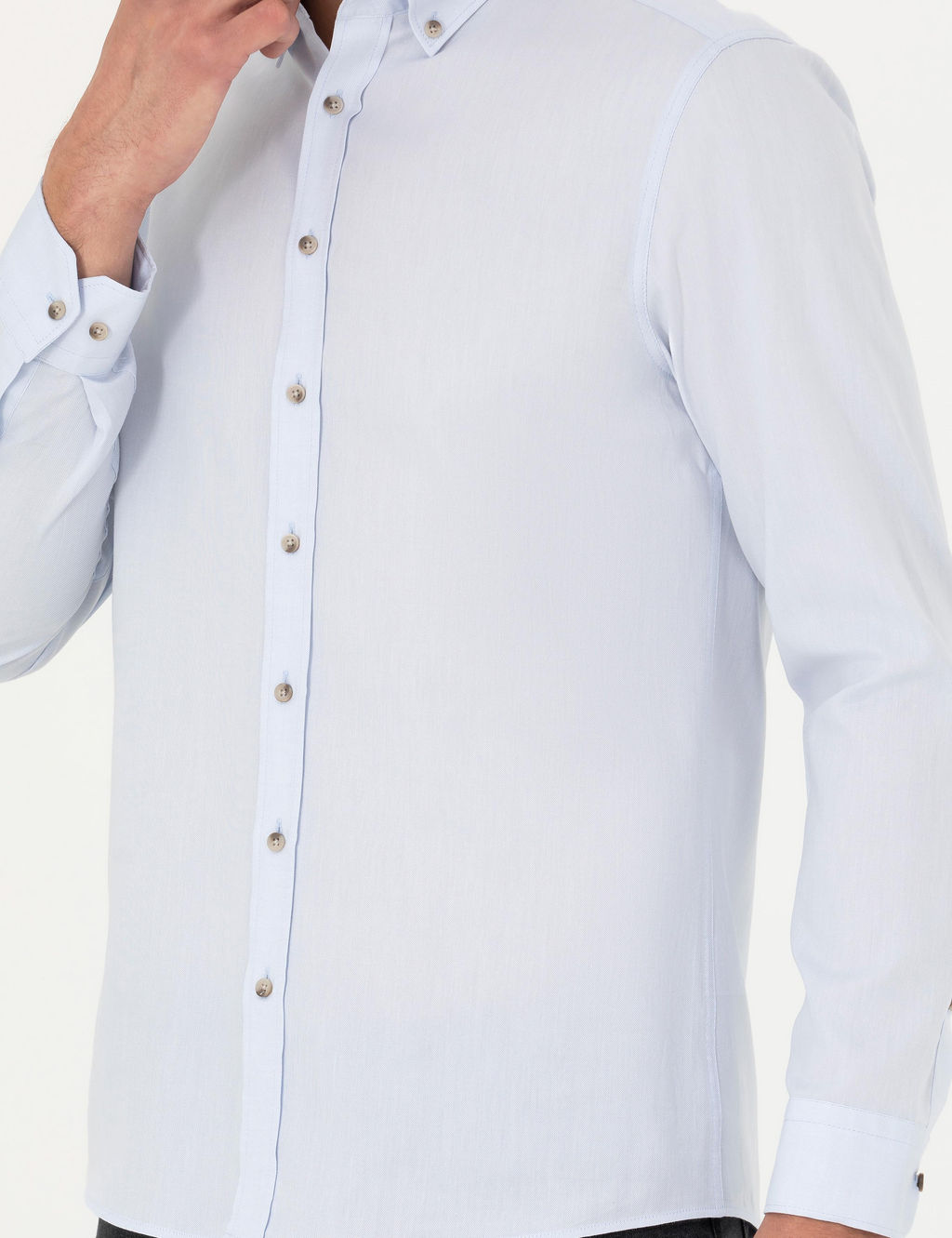 Голубая зауженная рубашка с длинным рукавом - Cacharel фото 6