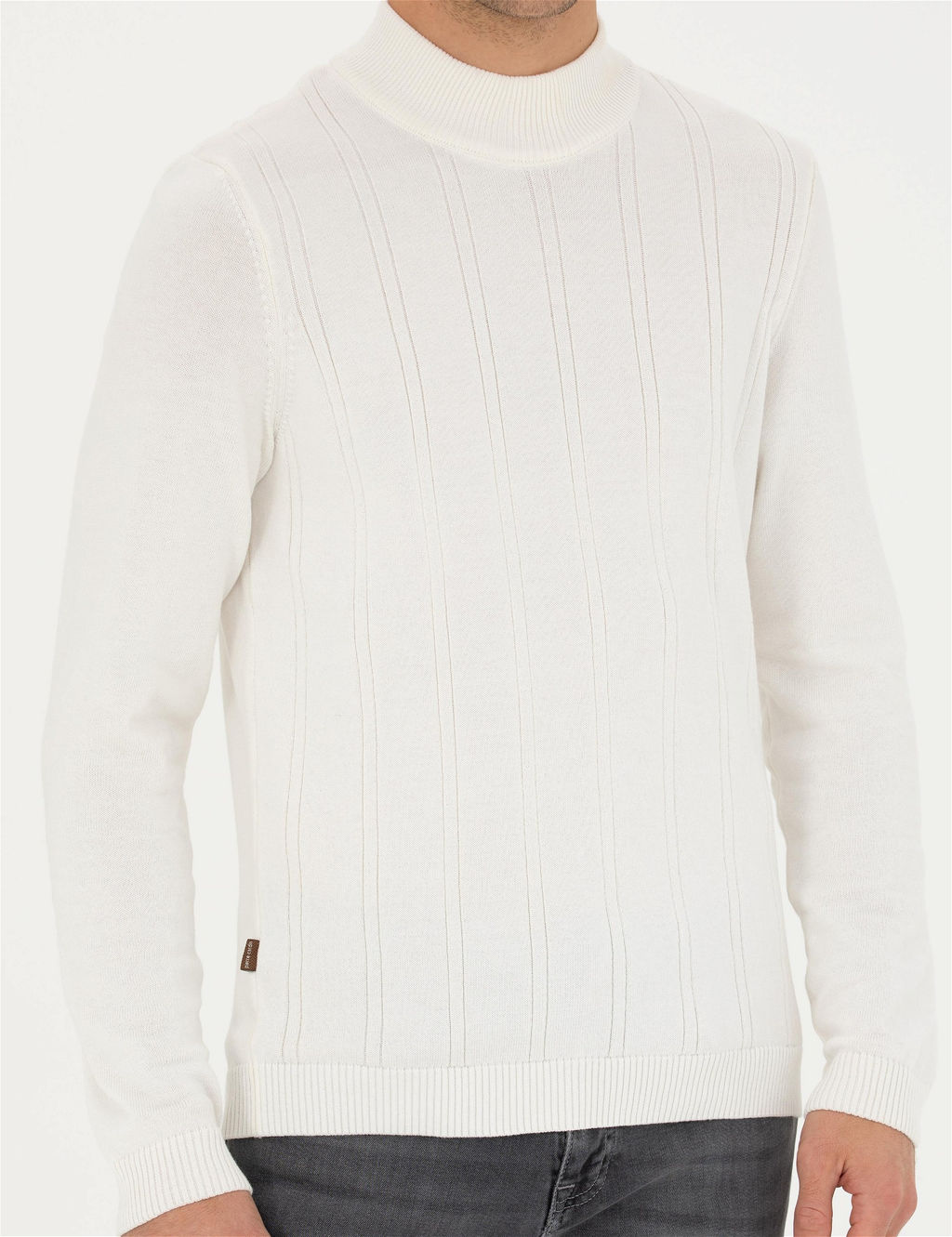 Ekru Slim Fit Yar_m Bal_k__ Yaka Triko Kazak - Pierre cardin фото 6