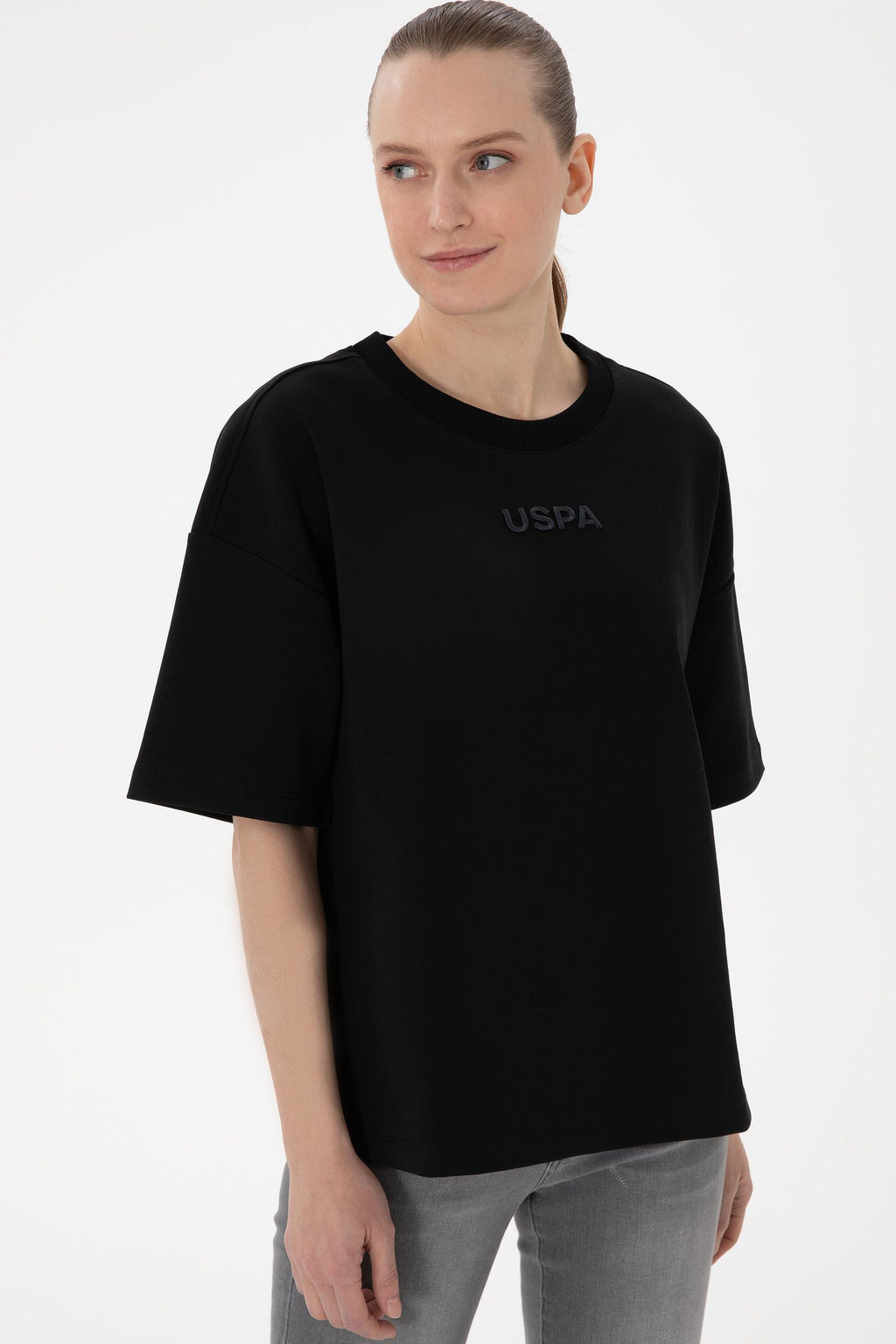 Kad_n Siyah Oversize Bisiklet Yaka Ti__rt Sepette S_rpriz _ndirim - U.s. polo assn фото 3