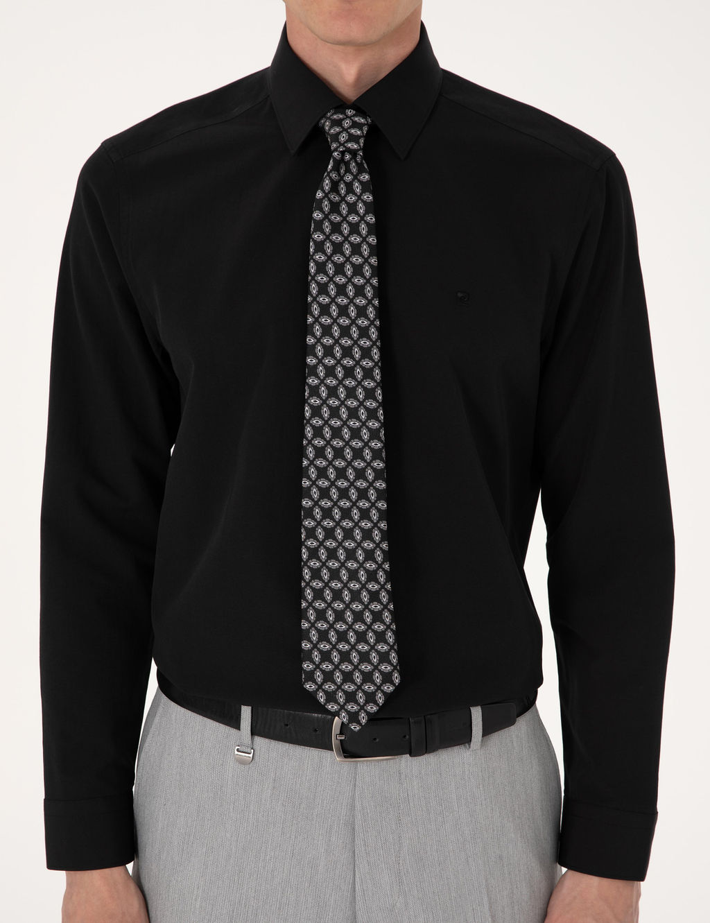 Siyah Regular Fit Uzun Kollu Basic G_mlek