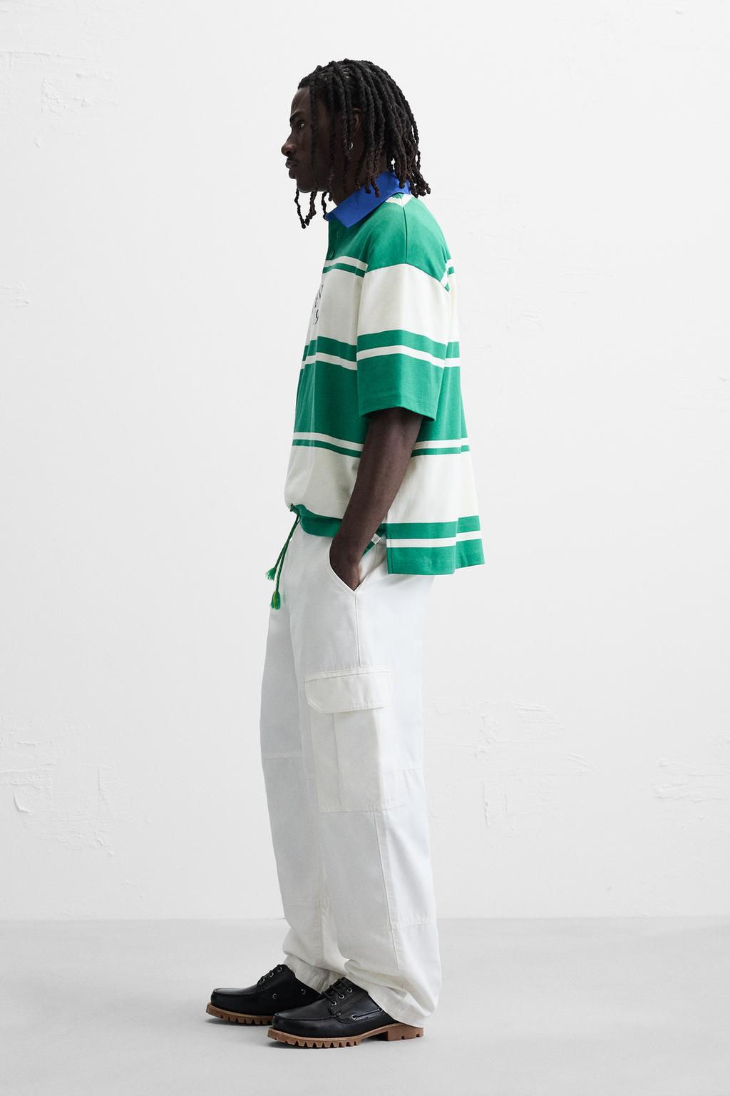 STRIPED TEXT POLO SHIRT - Zara фото 4