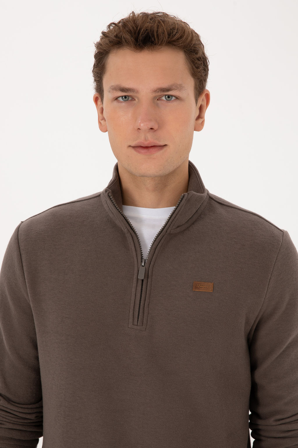 Erkek Regular Fit Yar_m Fermuarl_ Vizon Basic Sweatshirt - U.s. polo assn фото 9