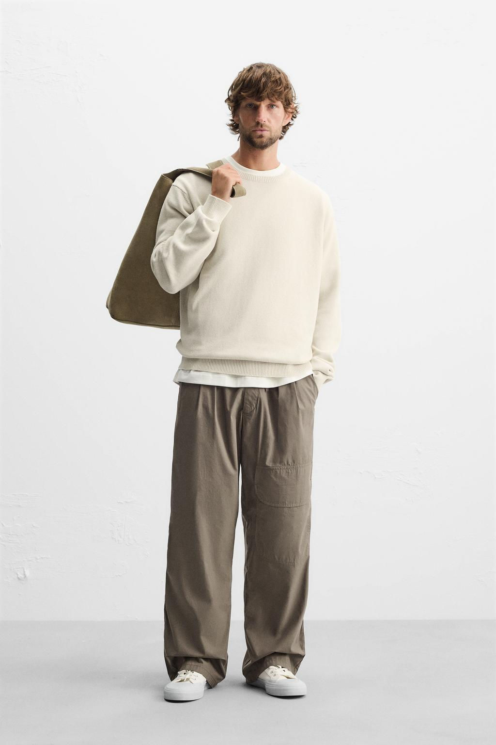 TEXTURED TROUSERS WITH PLEATS