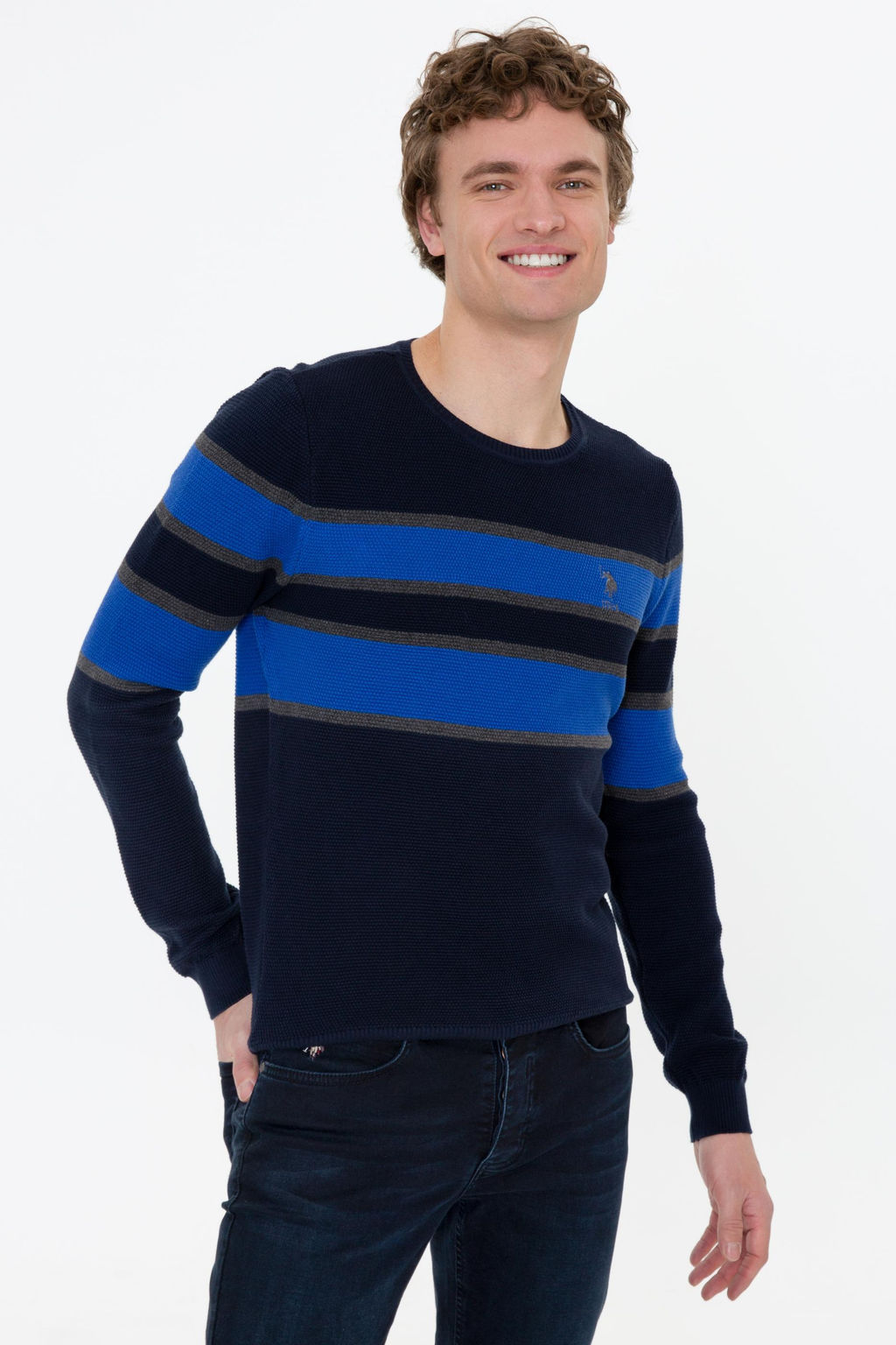 Erkek Lacivert Bisiklet Yaka Triko Kazak