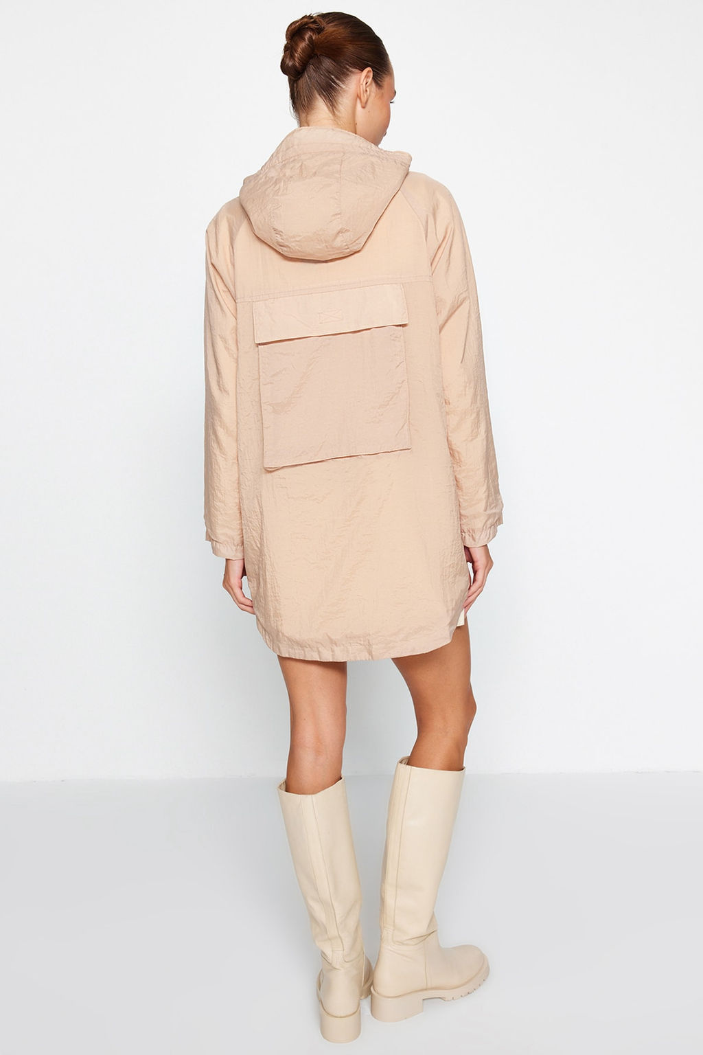 Bej Kapusonlu Su Itici Yagmurluk Mont TWOAW24MO00228