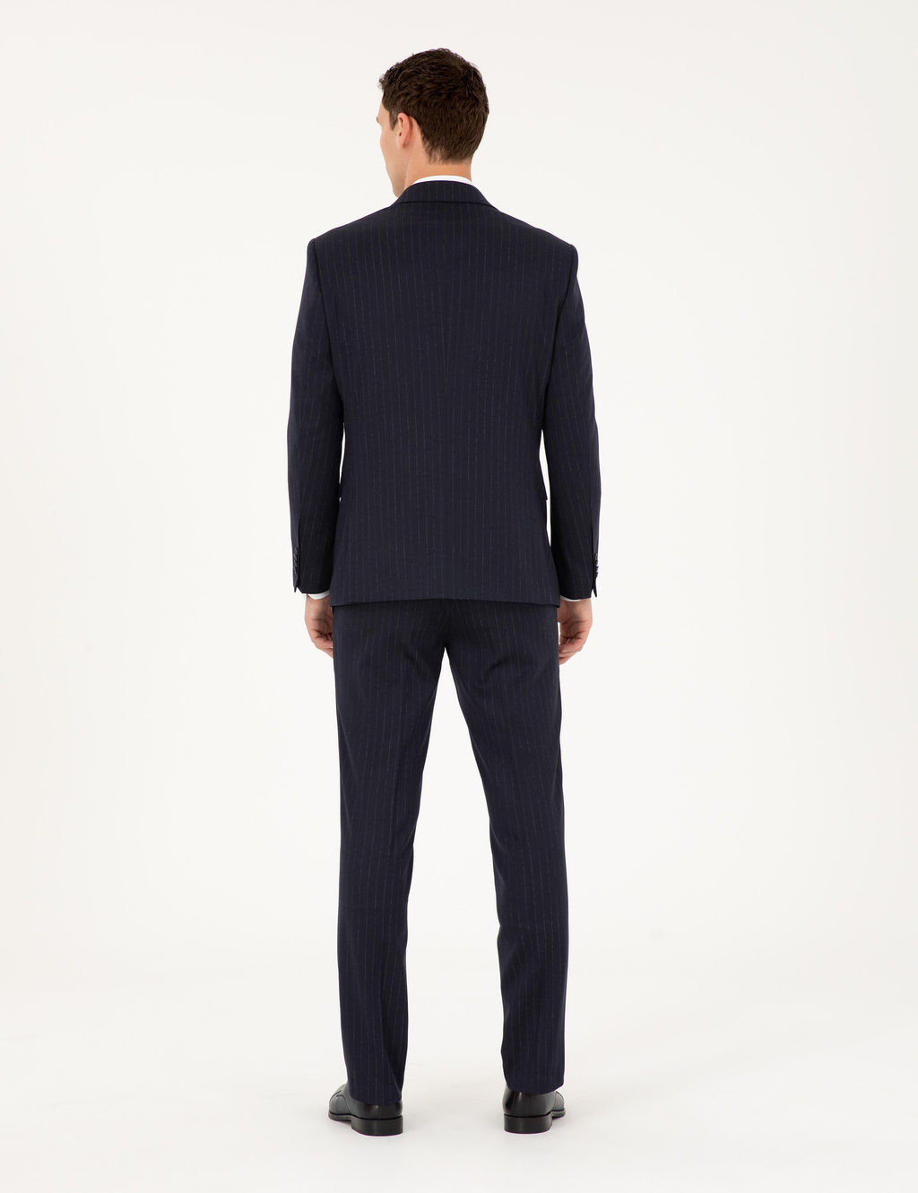 Lacivert Slim Fit _izgili Tak_m Elbise