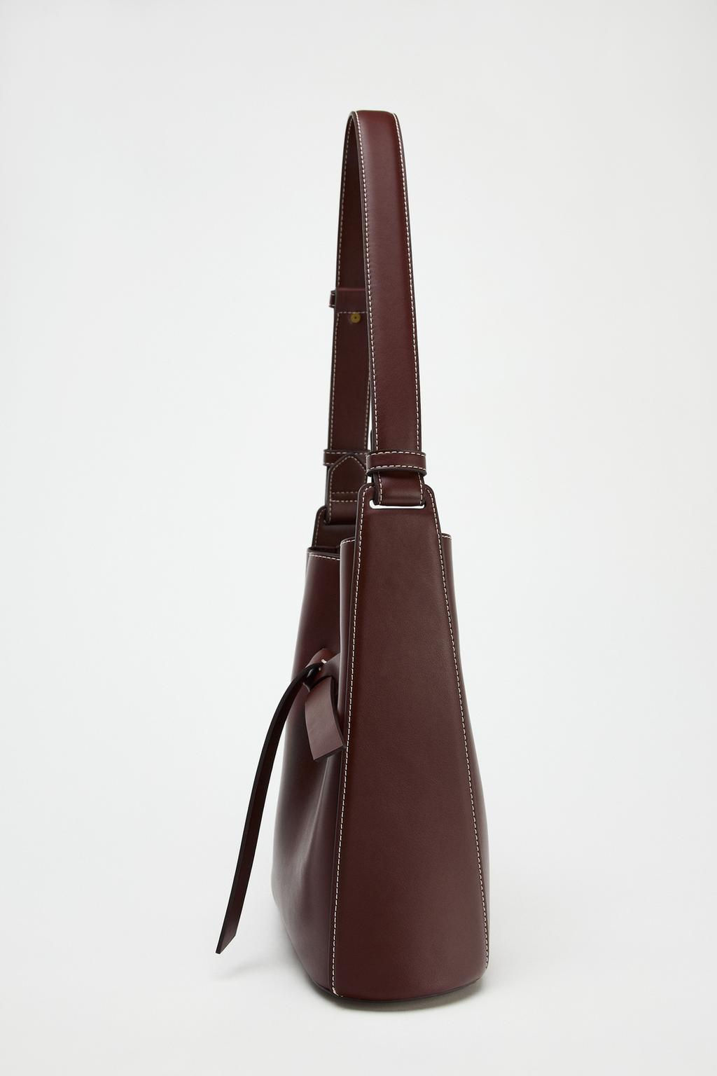 KNOTTED STITCHED BUCKET BAG - Zara фото 5