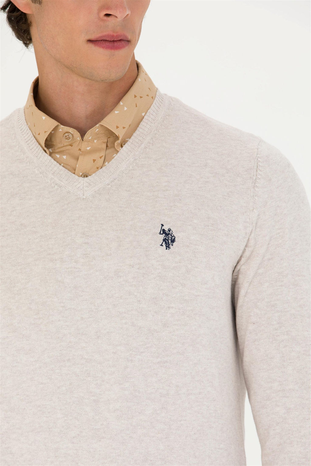 U. S. Polo Assn Мужской базовый свитер из каменного меланжа - U.s. polo assn фото 7