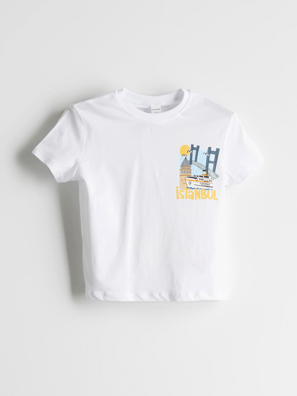 Bisiklet Yaka Bask?l? Erkek ?ocuk Ti??rt