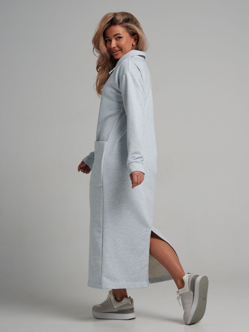 978 Платье "Меланж/голубой"