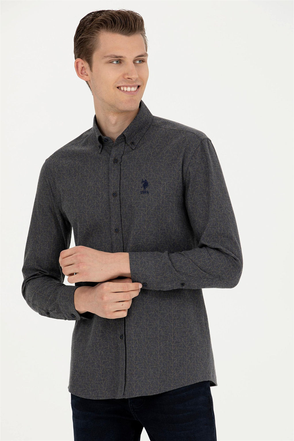 Мужская темно-синяя рубашка с длинным рукавом - U.s. polo assn фото 3